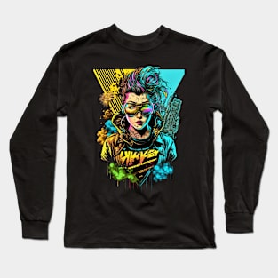 Neon Cyberpunk Fighter - V1.02 Long Sleeve T-Shirt